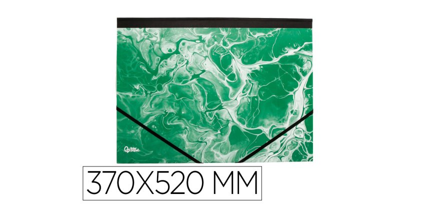Carpeta dibujo liderpapel b3 carton forrado verde marmoleado extensible 30 mm 370x520 mm