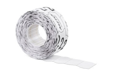 Etiquetas meto onduladas 26x12 mm blanca lisa adhesivo removible rollo de 1000 unidades