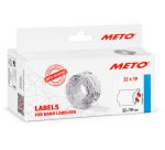 Etiquetas meto onduladas 32x19 mm blanca lisa adhesivo removible rollo de 1000 unidades