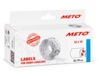 Etiquetas meto onduladas 32x19 mm blanca lisa adhesivo removible rollo de 1000 unidades