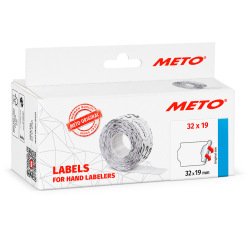 Etiquetas meto onduladas 32x19 mm blanca lisa adhesivo removible rollo de 1000 unidades
