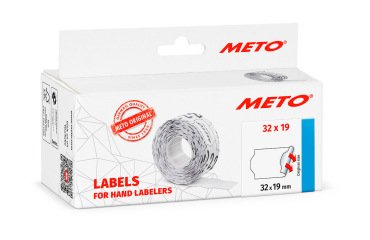 Etiquetas meto onduladas 32x19 mm blanca lisa adhesivo removible rollo de 1000 unidades