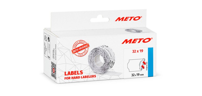 Etiquetas meto onduladas 32x19 mm blanca lisa adhesivo removible rollo de 1000 unidades