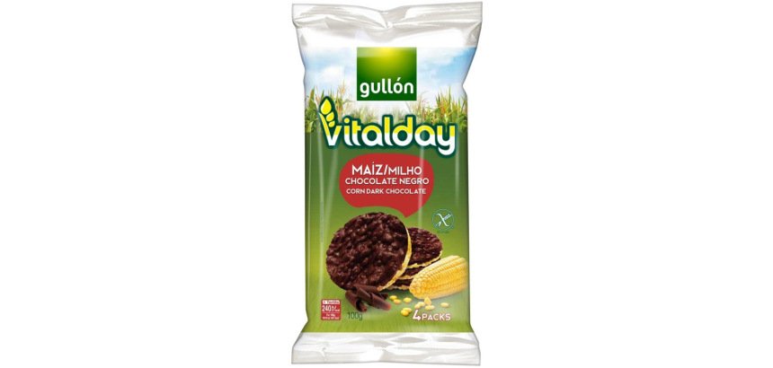 Tortitas de maiz gullon vitalday chocolate negro paquete de 4 unidades 25 g