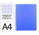 Cuaderno espiral a4 micro antartik tapa foam 120h 90gr cuadro 5mm 5 bandas 4 taladros color azul