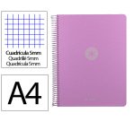 Cuaderno espiral a4 micro antartik tapa foam 120h 90gr cuadro 5mm 5 bandas 4 taladros color lavanda