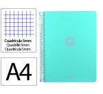 Cuaderno espiral a4 micro antartik tapa foam 120h 90gr cuadro 5mm 5 bandas 4 taladros color menta