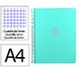 Cuaderno espiral a4 micro antartik tapa foam 120h 90gr cuadro 5mm 5 bandas 4 taladros color menta