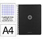 Cuaderno espiral a4 micro antartik tapa foam 120h 90gr cuadro 5mm 5 bandas 4 taladros color negro