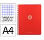 Cuaderno espiral a4 micro antartik tapa foam 120h 90gr cuadro 5mm 5 bandas 4 taladros color rojo