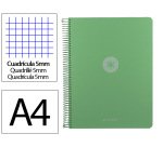 Cuaderno espiral a4 micro antartik tapa foam 120h 90gr cuadro 5mm 5 bandas 4 taladros color verde matcha