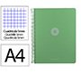 Cuaderno espiral a4 micro antartik tapa foam 120h 90gr cuadro 5mm 5 bandas 4 taladros color verde matcha
