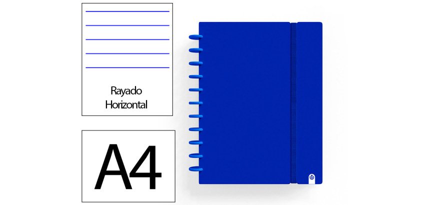 Cuaderno ingeniox foam a4 80h rayado horizontal azul oscuro