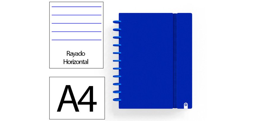 Cuaderno ingeniox foam a4 80h rayado horizontal azul oscuro