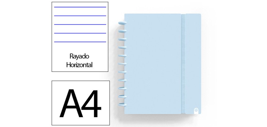 Cuaderno ingeniox foam a4 80h rayado horizontal azul pastel