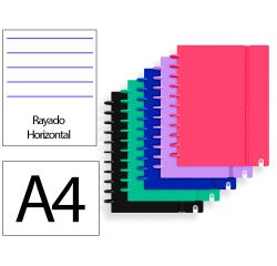 Cuaderno ingeniox foam a4 80h rayado horizontal colores intense surtidos