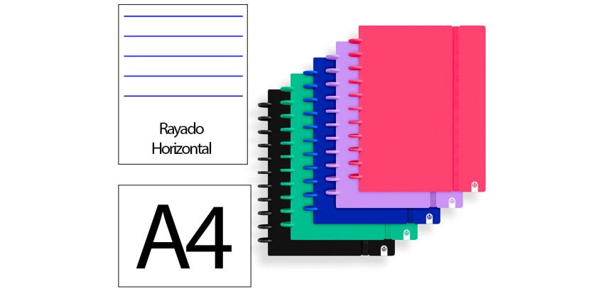 Cuaderno ingeniox foam a4 80h rayado horizontal colores intense surtidos