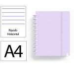 Cuaderno ingeniox foam a4 80h rayado horizontal malva pastel