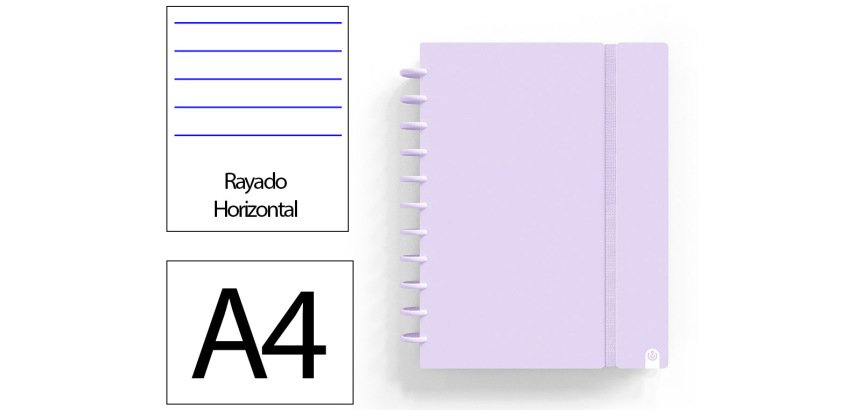 Cuaderno ingeniox foam a4 80h rayado horizontal malva pastel