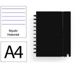 Cuaderno ingeniox foam a4 80h rayado horizontal negro