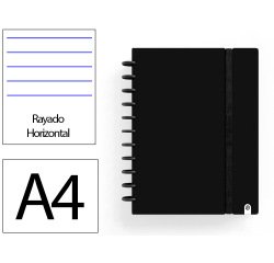 Cuaderno ingeniox foam a4 80h rayado horizontal negro