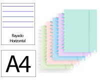 Cuaderno ingeniox foam a4 80h rayado horizontal colores pastel surtidos