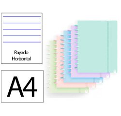 Cuaderno ingeniox foam a4 80h rayado horizontal colores pastel surtidos