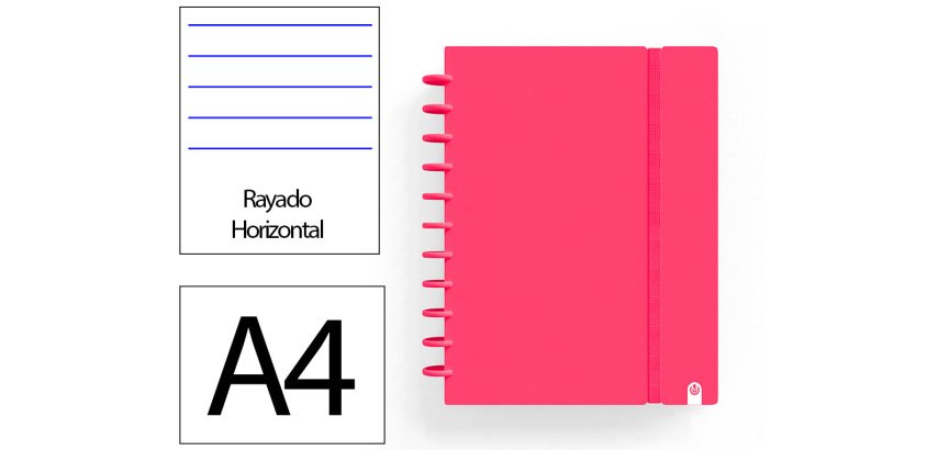 Cuaderno ingeniox foam a4 80h rayado horizontal rojo