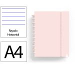 Cuaderno ingeniox foam a4 80h rayado horizontal rosa pastel