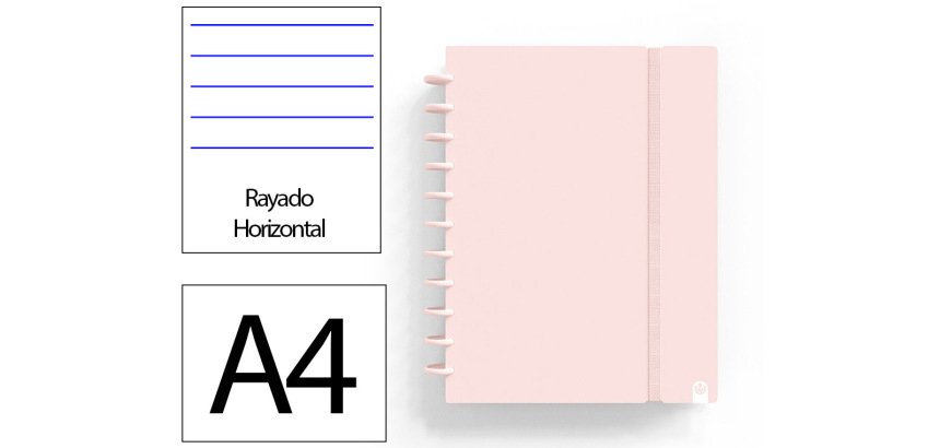 Cuaderno ingeniox foam a4 80h rayado horizontal rosa pastel