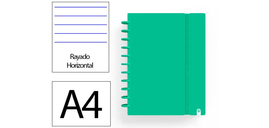 Cuaderno ingeniox foam a4 80h rayado horizontal verde