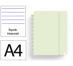 Cuaderno ingeniox foam a4 80h rayado horizontal verde pastel