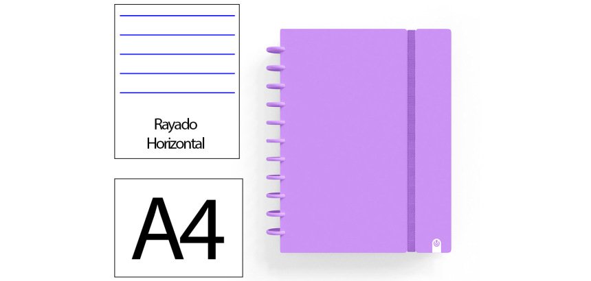 Cuaderno ingeniox foam a4 80h rayado horizontal violeta