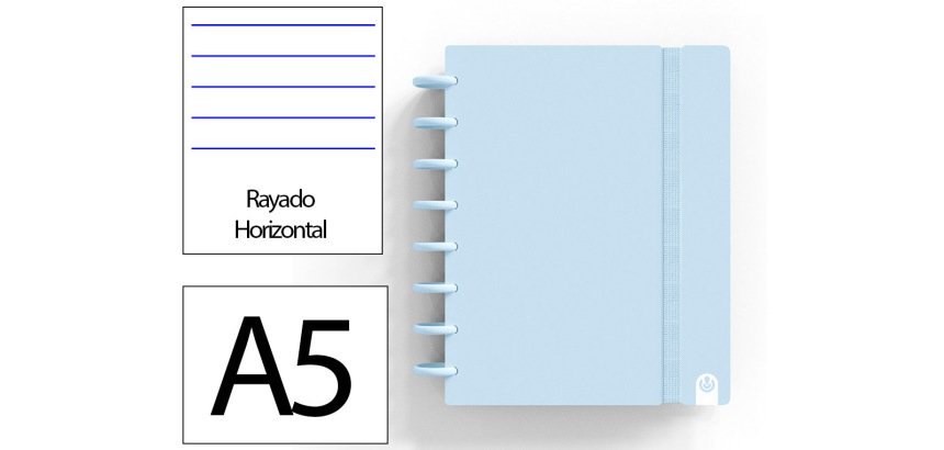 Cuaderno ingeniox foam a5 80h rayado horizontal azul pastel