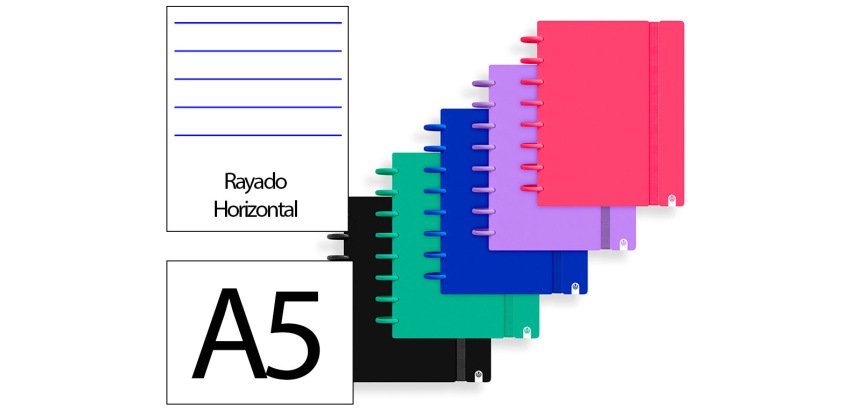 Cuaderno ingeniox foam a5 80h rayado horizontal colores intense surtidos