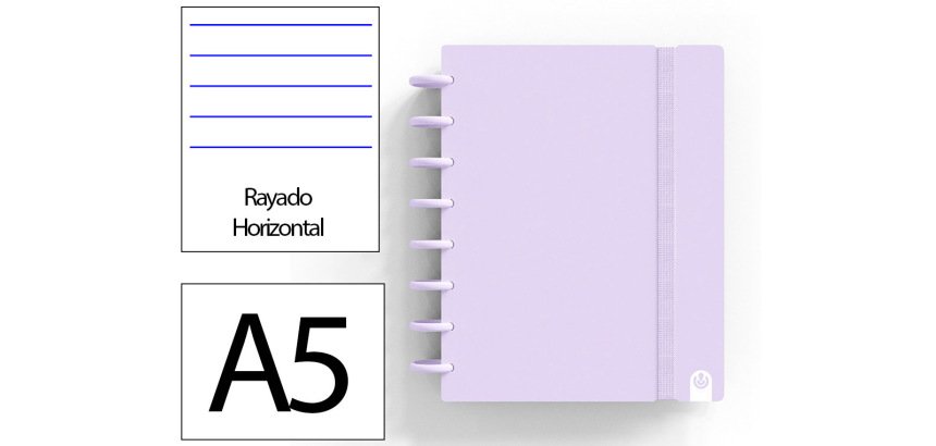 Cuaderno ingeniox foam a5 80h rayado horizontal malva pastel