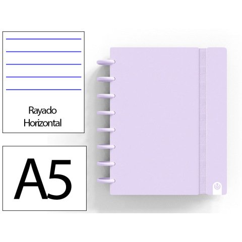 Cuaderno ingeniox foam a5 80h rayado horizontal malva pastel