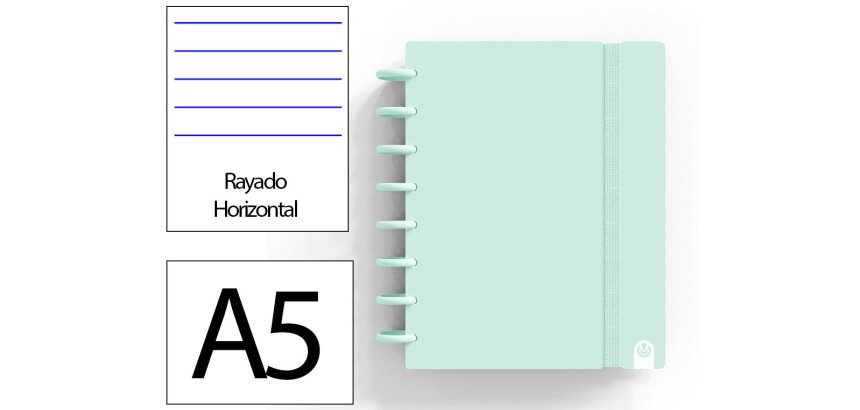 Cuaderno ingeniox foam a5 80h rayado horizontal menta pastel