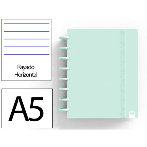 Cuaderno ingeniox foam a5 80h rayado horizontal menta pastel