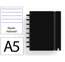 Cuaderno ingeniox foam a5 80h rayado horizontal negro