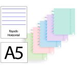 Cuaderno ingeniox foam a5 80h rayado horizontal colores pastel surtidos