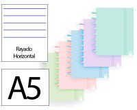 Cuaderno ingeniox foam a5 80h rayado horizontal colores pastel surtidos
