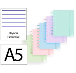 Cuaderno ingeniox foam a5 80h rayado horizontal colores pastel surtidos