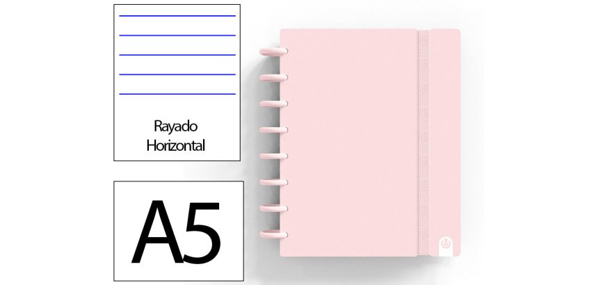 Cuaderno ingeniox foam a5 80h rayado horizontal rosa pastel