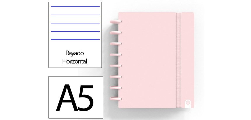 Cuaderno ingeniox foam a5 80h rayado horizontal rosa pastel