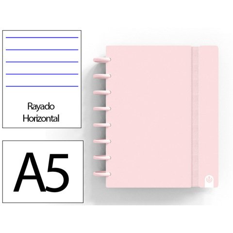 Cuaderno ingeniox foam a5 80h rayado horizontal rosa pastel