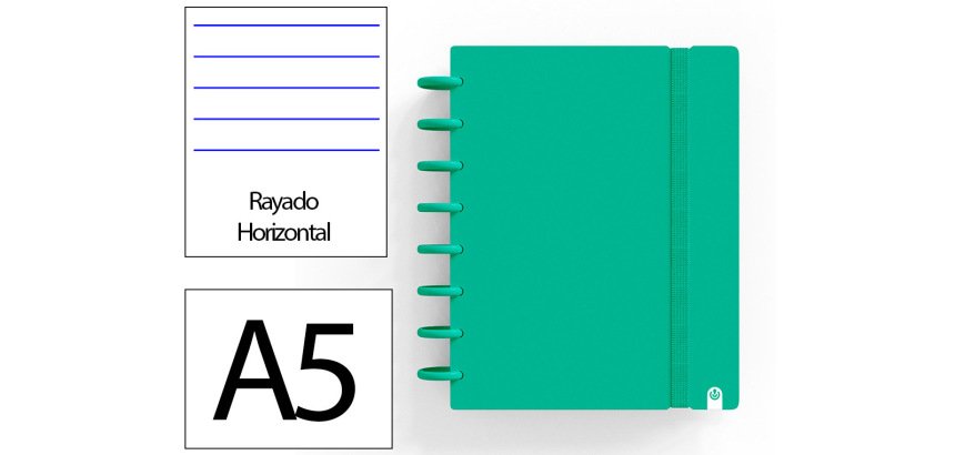 Cuaderno ingeniox foam a5 80h rayado horizontal verde