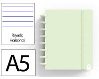 Cuaderno ingeniox foam a5 80h rayado horizontal verde pastel