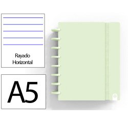 Cuaderno ingeniox foam a5 80h rayado horizontal verde pastel