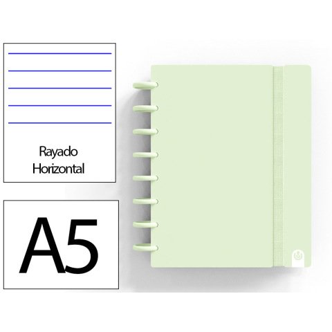 Cuaderno ingeniox foam a5 80h rayado horizontal verde pastel